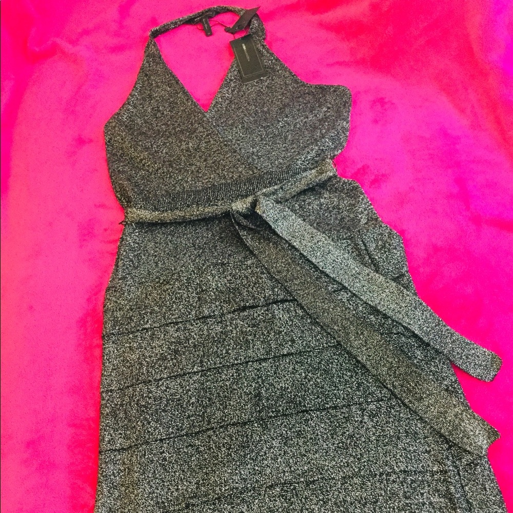 BRAND NEW! BCBG MaxAzria Black/Silver Halter Dress - Picture 6 of 8